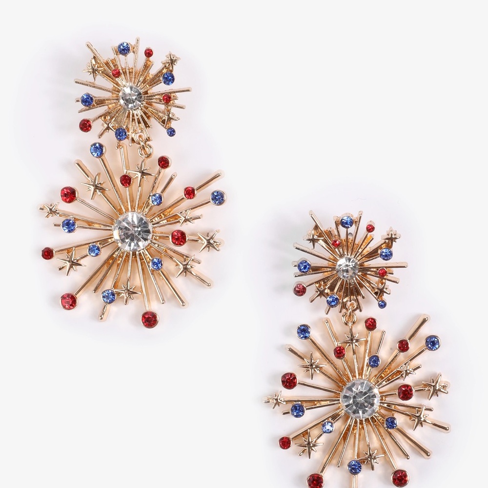 Maurices Americana Firework Burst Double Drop Earrings